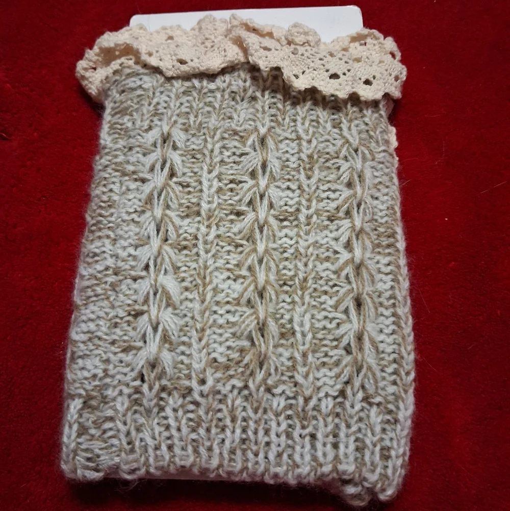 Vanity Boot Cuffs Mocha Knit Boot Cuffs with Button Detail NWT